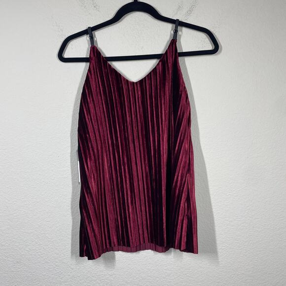 Tart Collection Size Small Maren Cami Pleated Accordion Top Deep Red Sleeveless - Picture 3 of 8